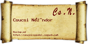 Csucsi Nándor névjegykártya